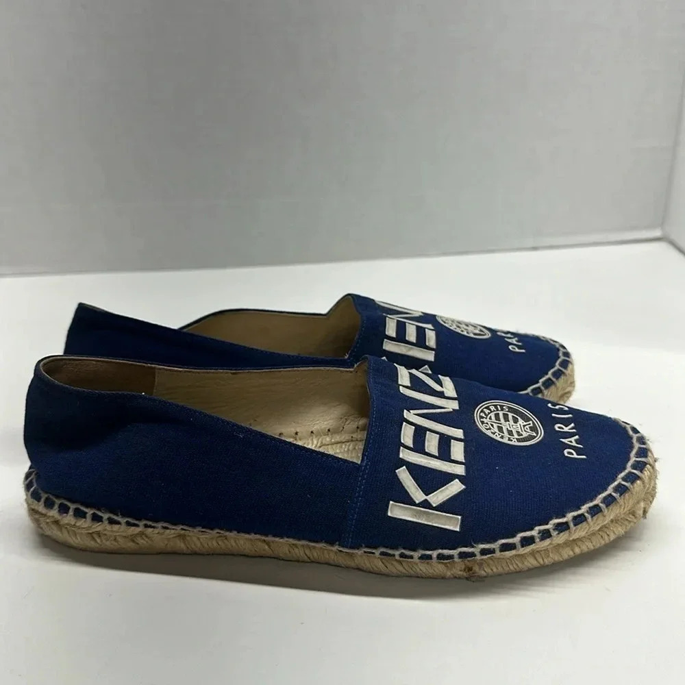 Kenzo Paris Espadrilles Flats Shoes Logo Slip On Royal Blue Women's Size 37 US 6 - Picture 3 of 10